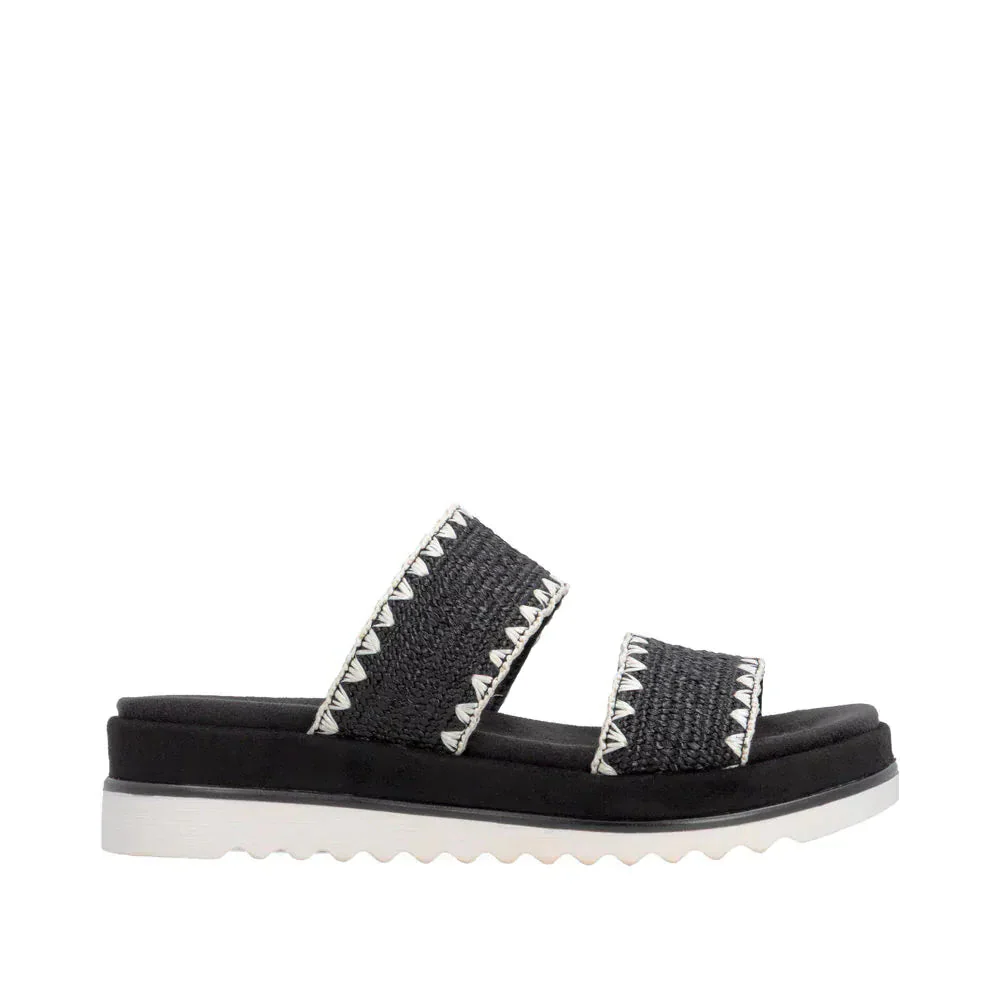 Remonte Women's D3P52-03 Lite N Soft Slip-on Sandals- Black/ Cream