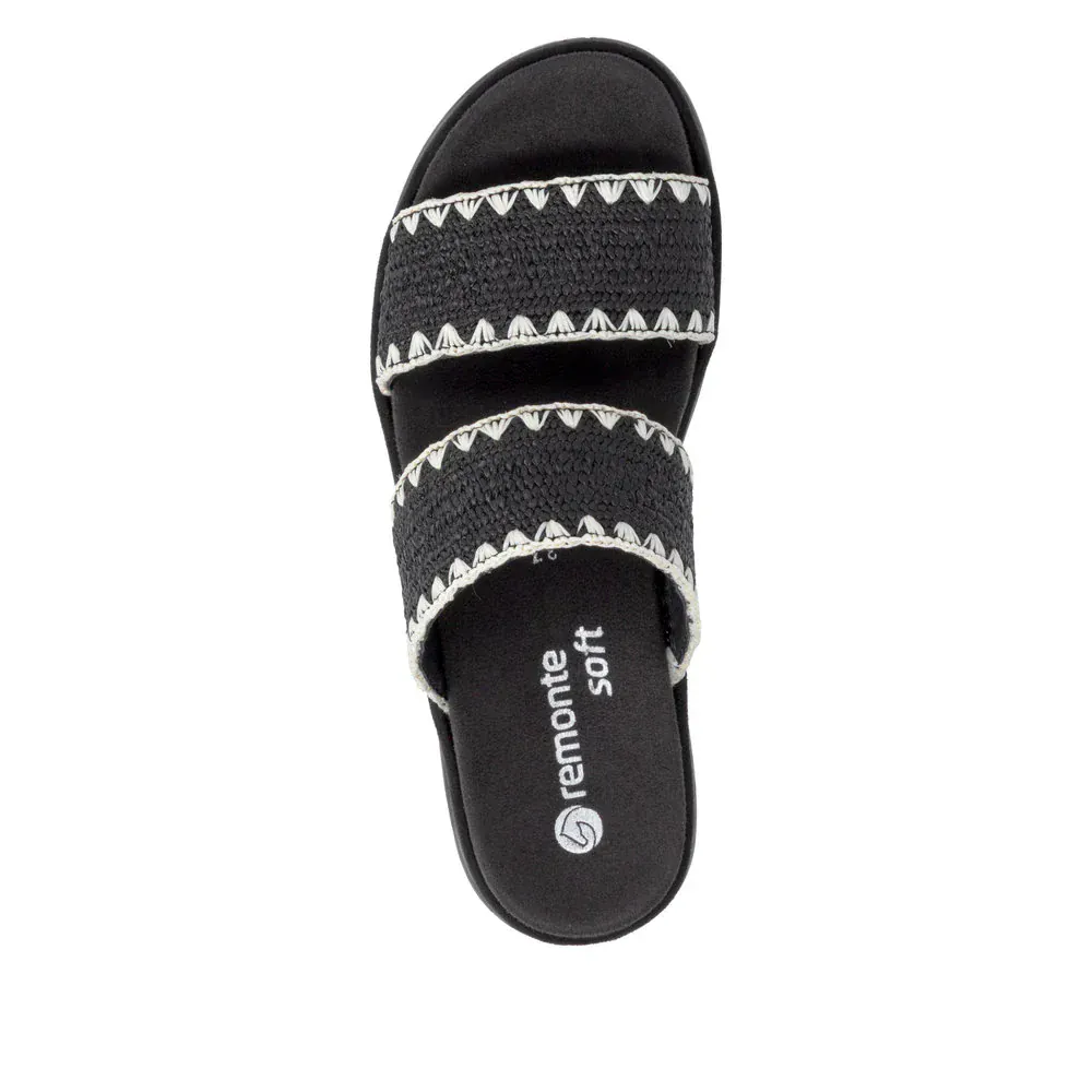 Remonte Women's D3P52-03 Lite N Soft Slip-on Sandals- Black/ Cream - Image 5