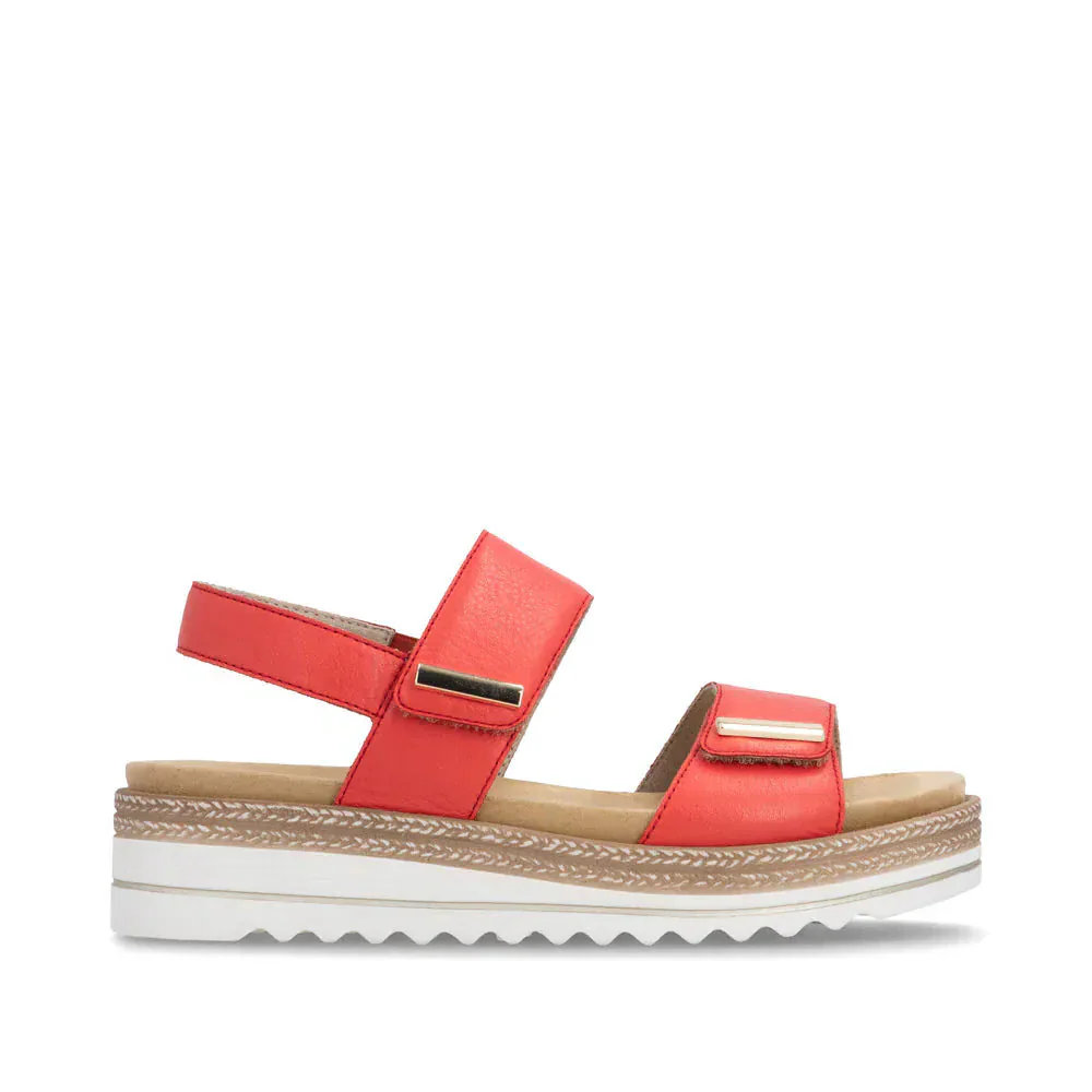 Remonte Women's D0Q59-33 Wedge Sandals- Red