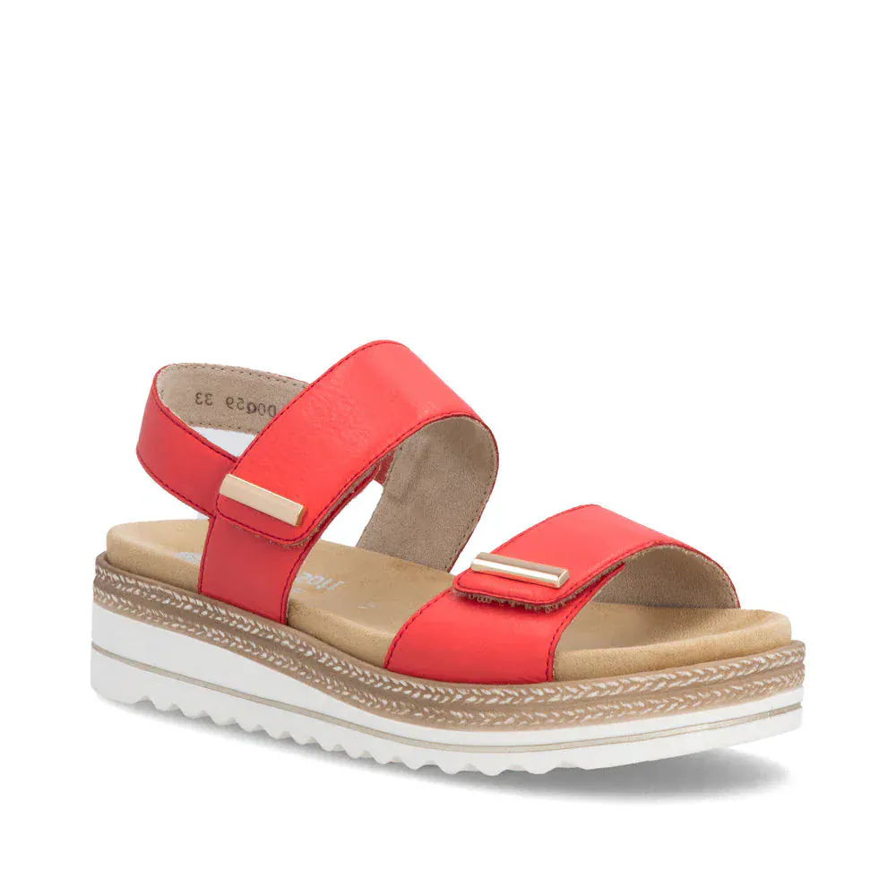 Remonte Women's D0Q59-33 Wedge Sandals- Red - Image 2