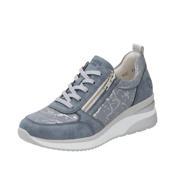Remonte Women's D2401-11 Wedge Zip Sneakers- Blue Combi - Image 2