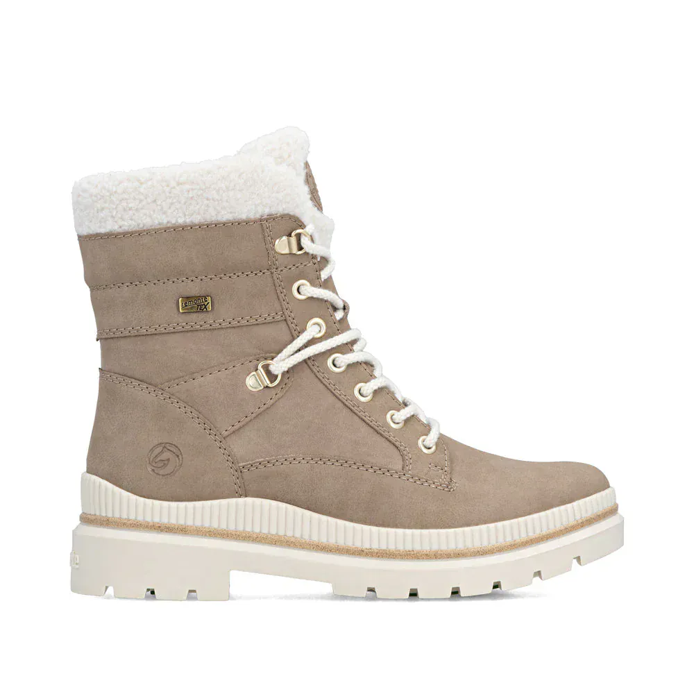 Remonte Women's D0C77-20 Mid Lace & Zip Winter Boots- Tan Combi