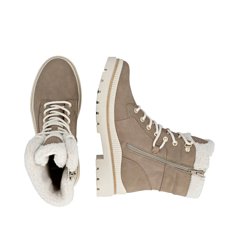 Remonte Women's D0C77-20 Mid Lace & Zip Winter Boots- Tan Combi - Image 10