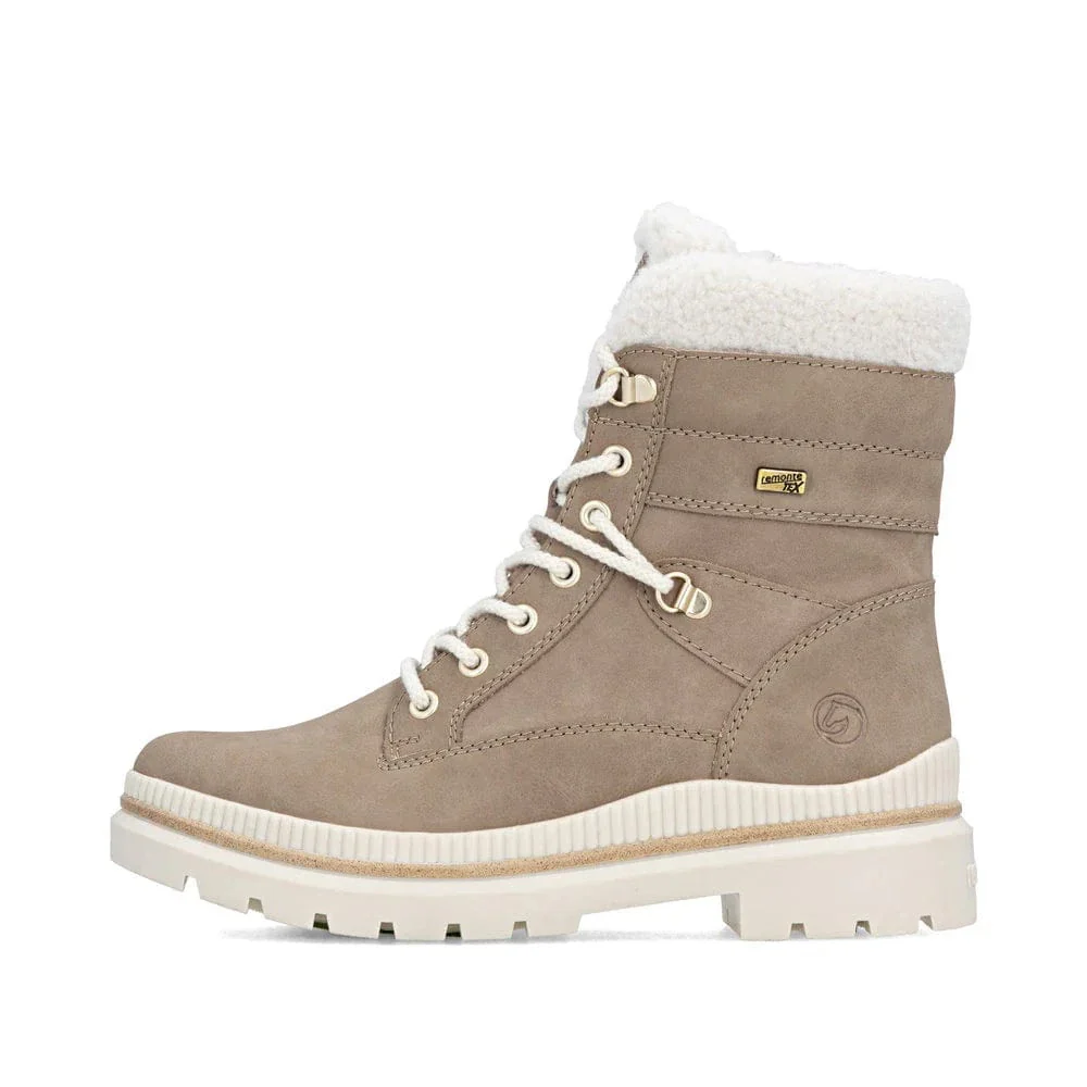 Remonte Women's D0C77-20 Mid Lace & Zip Winter Boots- Tan Combi - Image 2