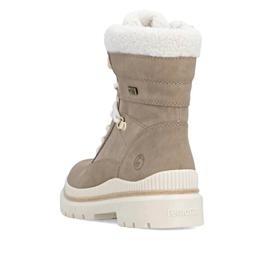 Remonte Women's D0C77-20 Mid Lace & Zip Winter Boots- Tan Combi - Image 7