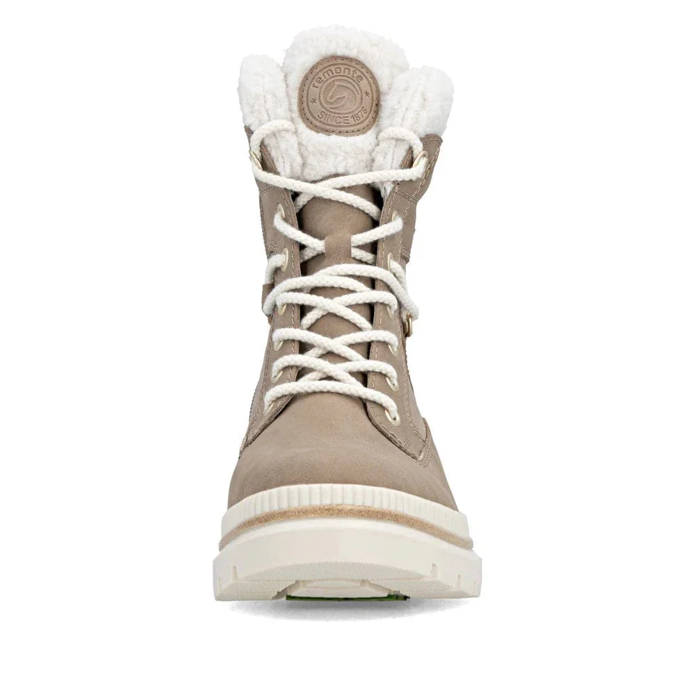 Remonte Women's D0C77-20 Mid Lace & Zip Winter Boots- Tan Combi - Image 8