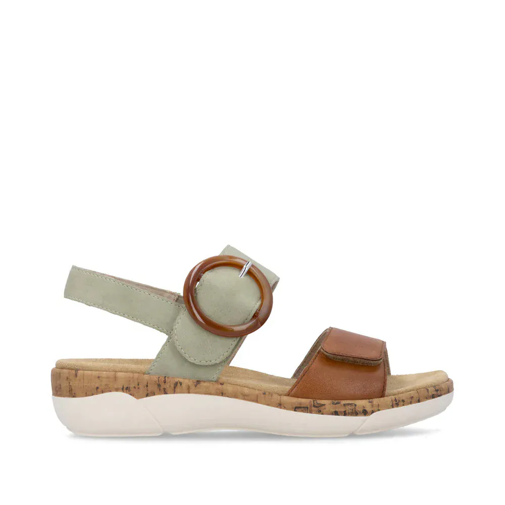 Remonte Women's R6853-24 Adjustable Sandals- Green Combi