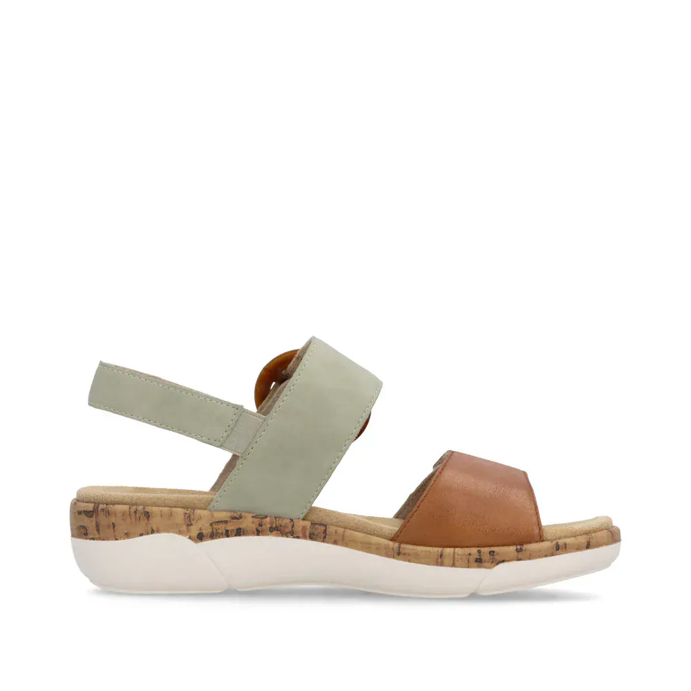 Remonte Women's R6853-24 Adjustable Sandals- Green Combi - Image 3