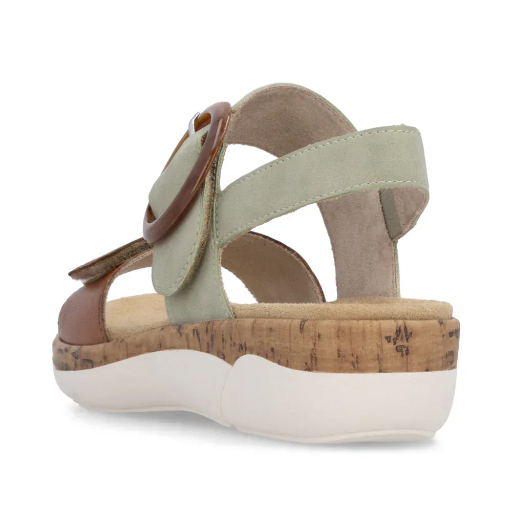 Remonte Women's R6853-24 Adjustable Sandals- Green Combi - Image 4