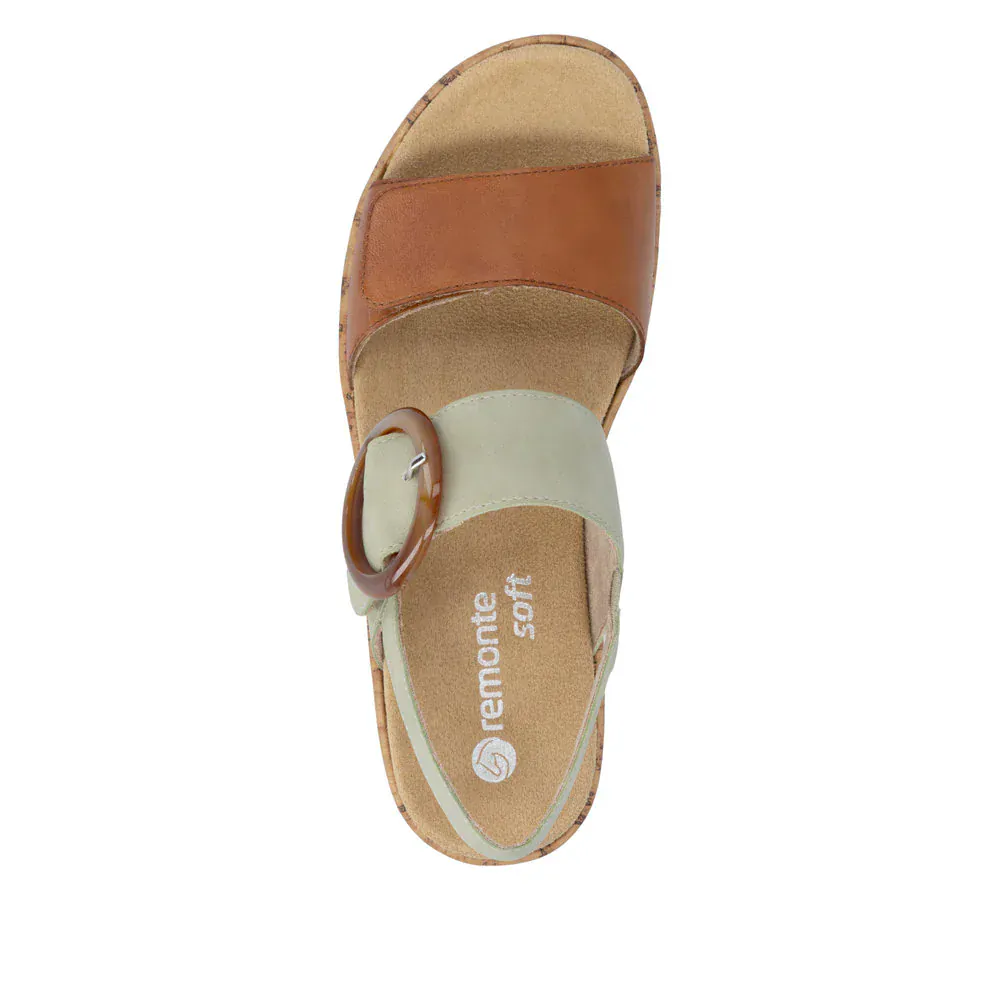 Remonte Women's R6853-24 Adjustable Sandals- Green Combi - Image 5