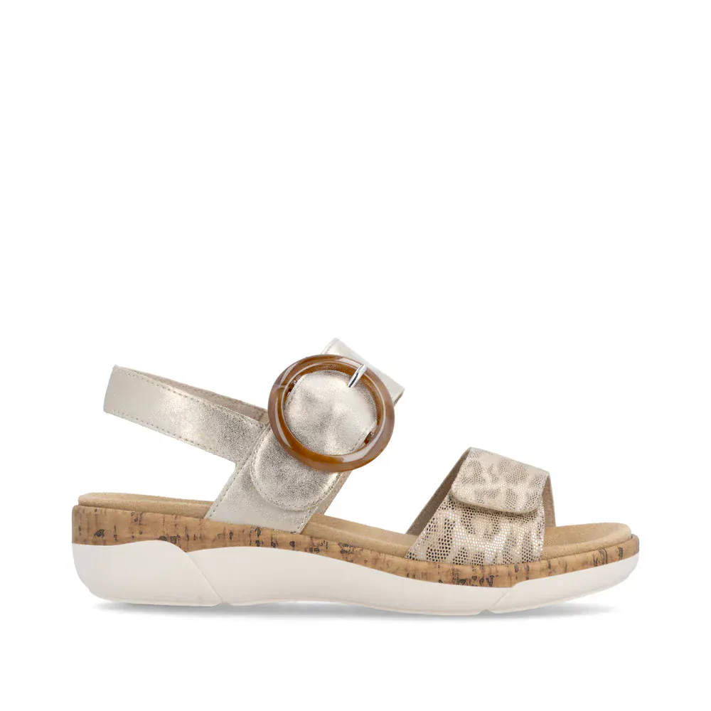 Remonte Women's R6853-94 Adjustable Sandals- Gold Combi