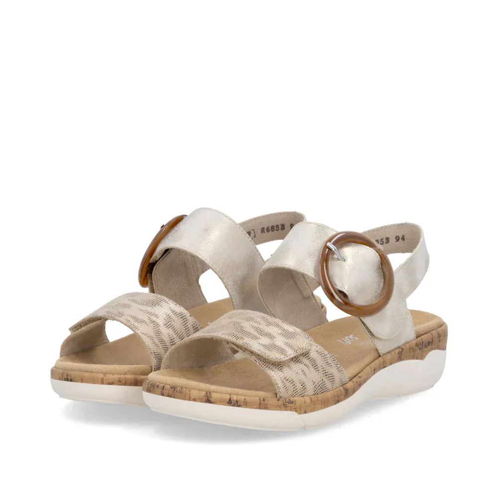 Remonte Women's R6853-94 Adjustable Sandals- Gold Combi - Image 5