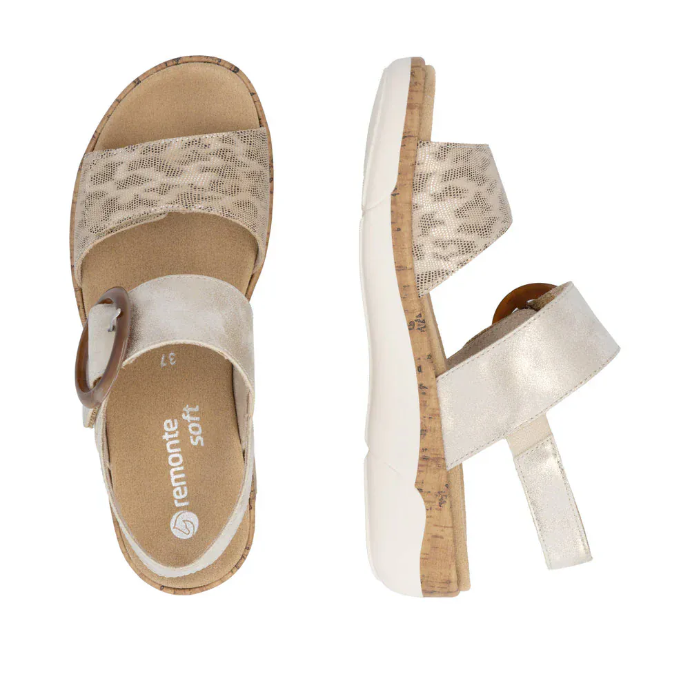 Remonte Women's R6853-94 Adjustable Sandals- Gold Combi - Image 7
