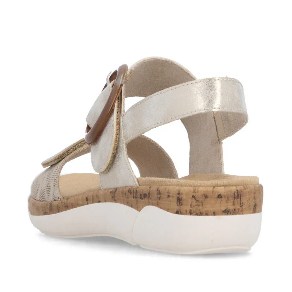 Remonte Women's R6853-94 Adjustable Sandals- Gold Combi - Image 9