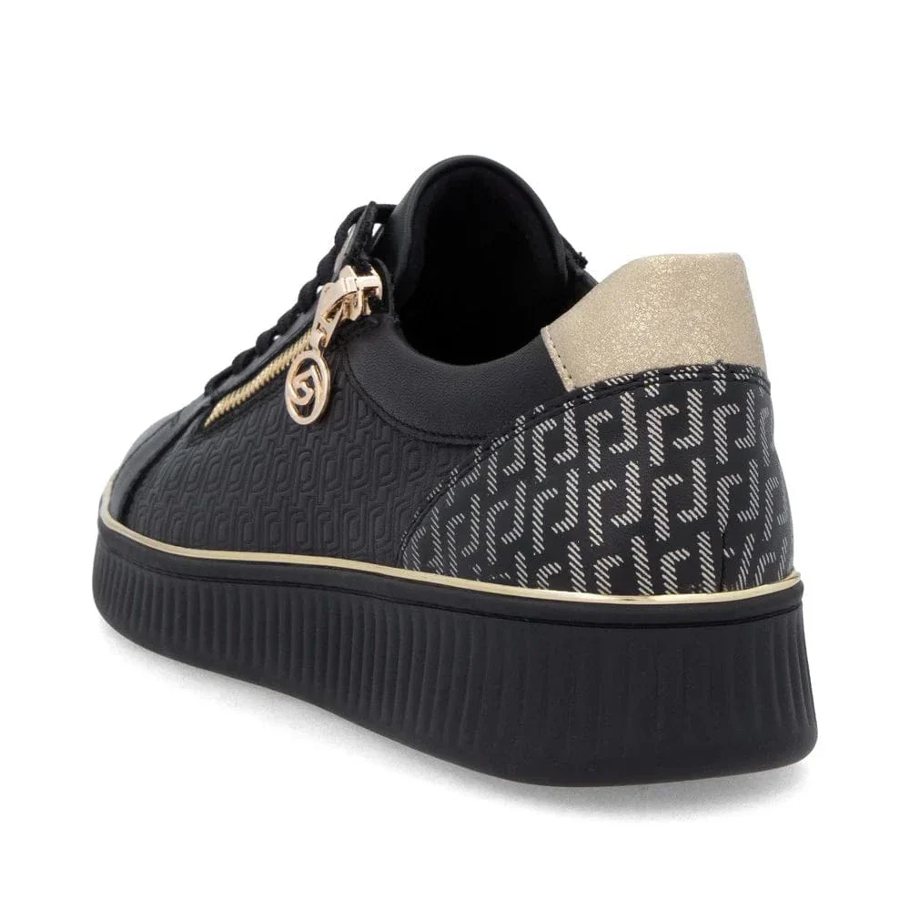 Remonte Women's D2E00-03 Zip & Lace Sneakers- Black - Image 7