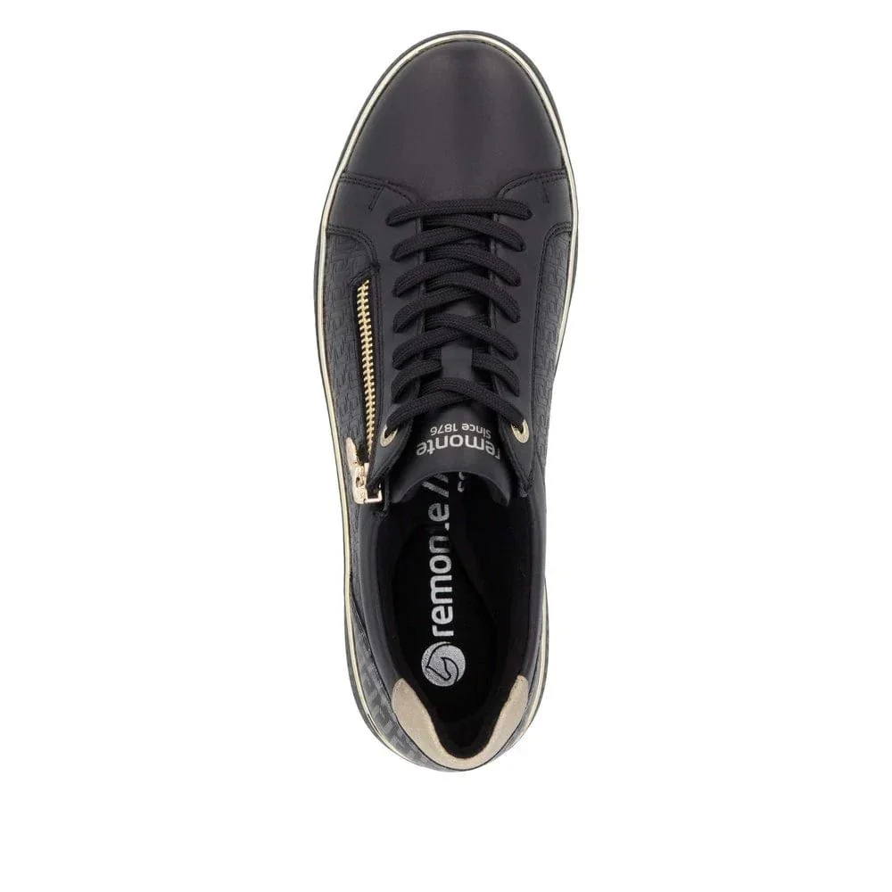 Remonte Women's D2E00-03 Zip & Lace Sneakers- Black - Image 8