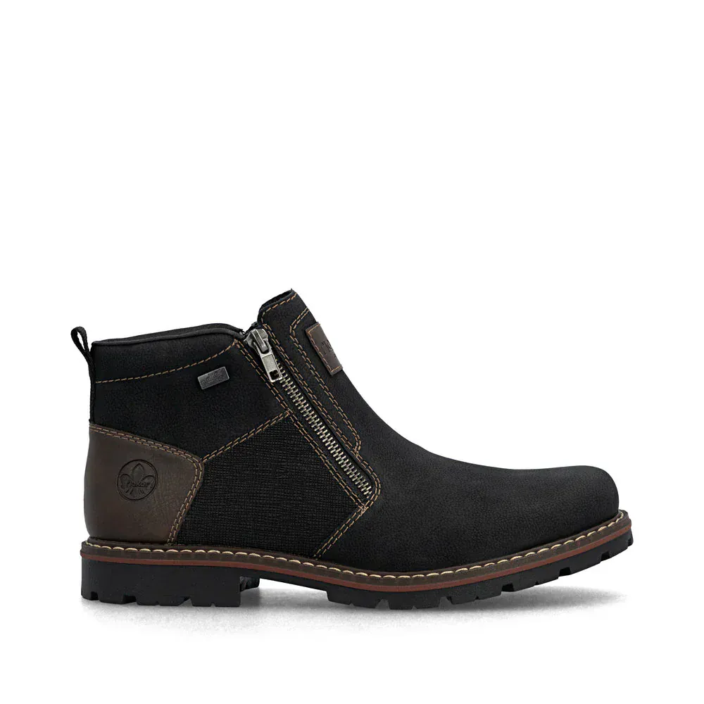 Rieker Men's 37770-00 Dual Zip Low Boots- Black