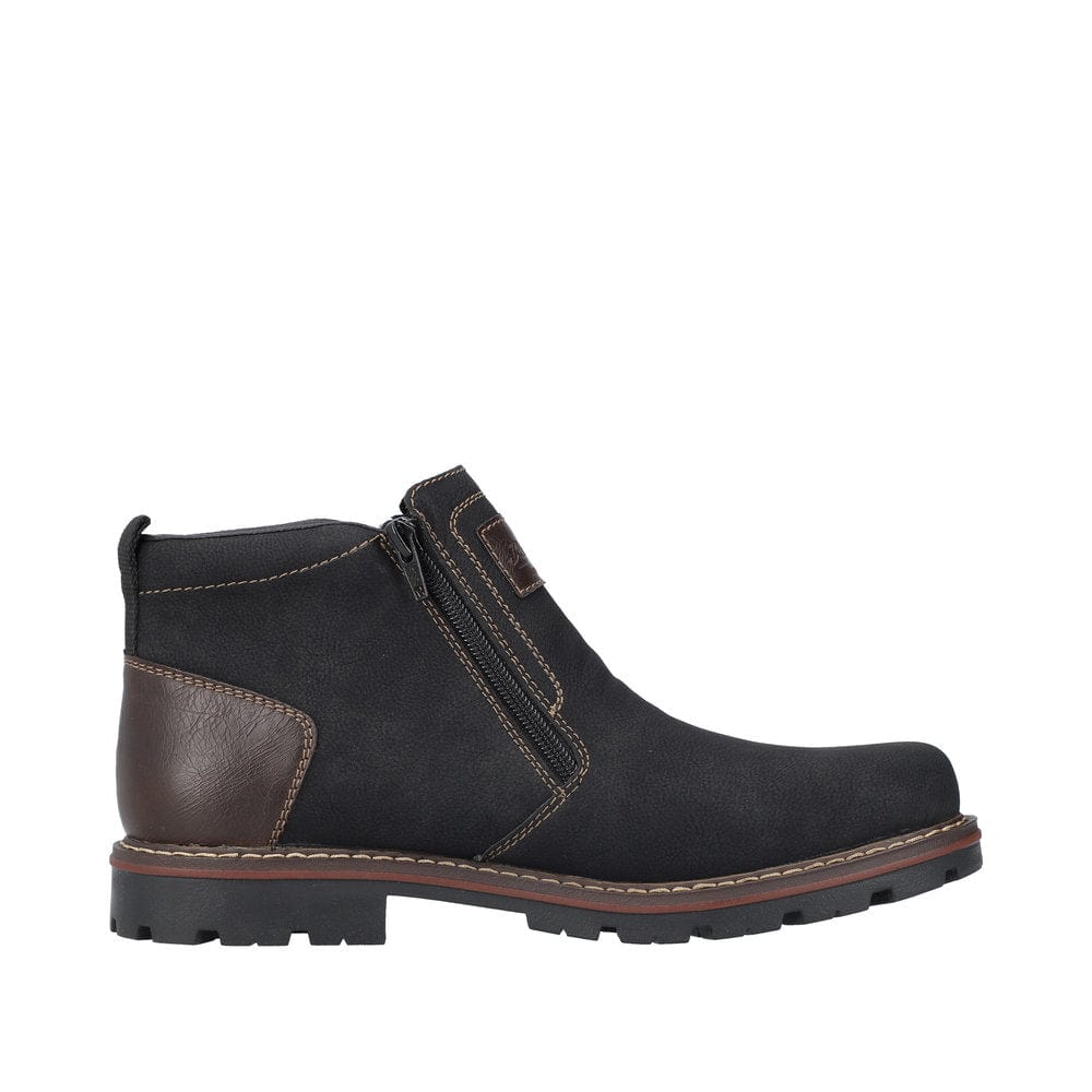 Rieker Men's 37770-00 Dual Zip Low Boots- Black - Image 3