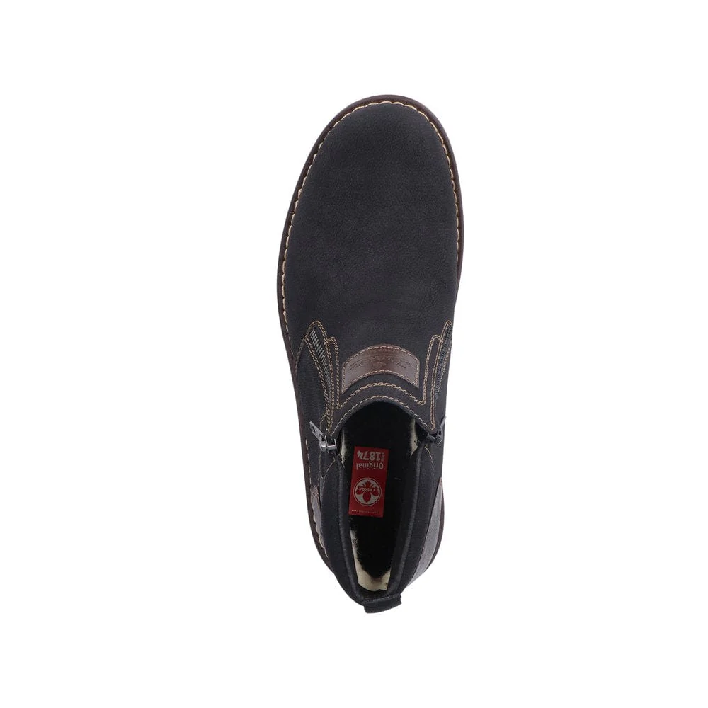 Rieker Men's 37770-00 Dual Zip Low Boots- Black - Image 5