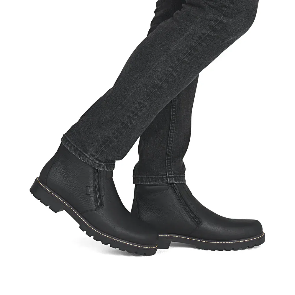 Rieker Men's 39871-00 Dual Zip Low Winter Boots- Black - Image 11