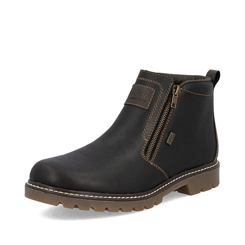 Rieker Men's 39871-25 Dual Zip Low Winter Boots- Brown - Image 3