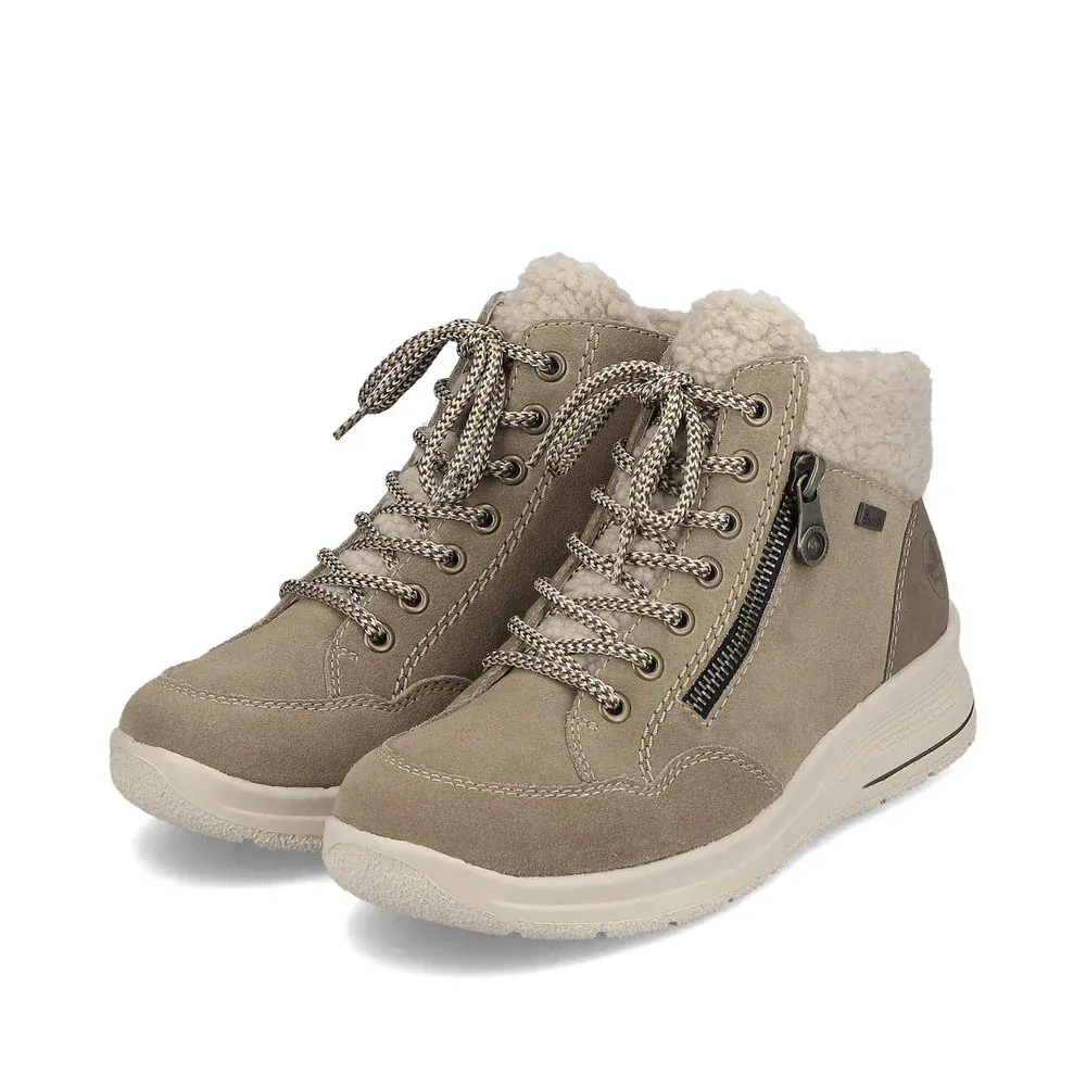 Rieker Women's L7701-24 Lace & Zip Ankle Boots- Tan - Image 8