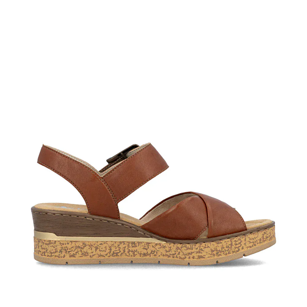 Rieker Women's 63795-22 Wedge Sandals- Brown - Image 3