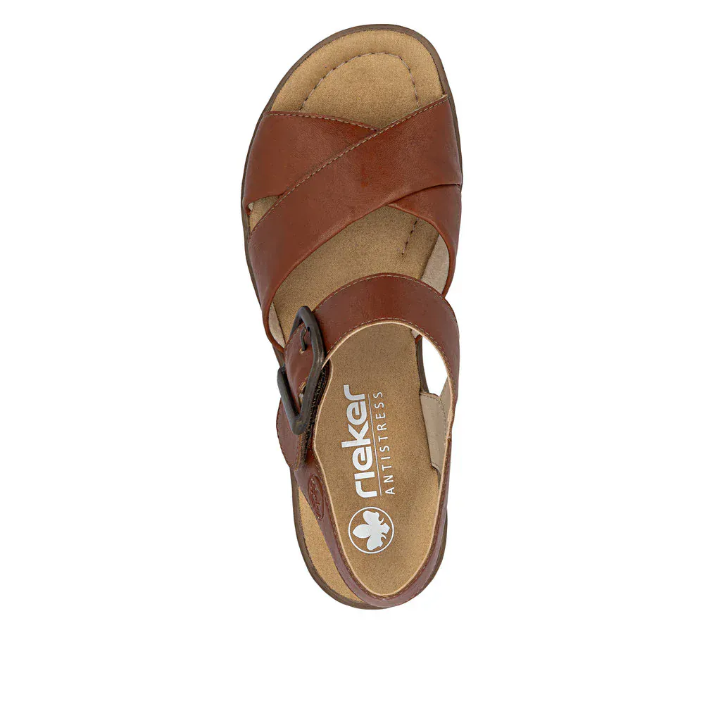 Rieker Women's 63795-22 Wedge Sandals- Brown - Image 6