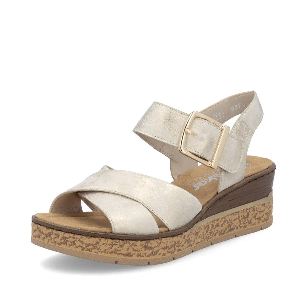 Rieker Women's 63795-60 Wedge Sandals- Beige - Image 2