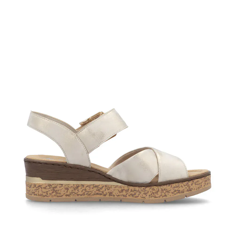 Rieker Women's 63795-60 Wedge Sandals- Beige - Image 3