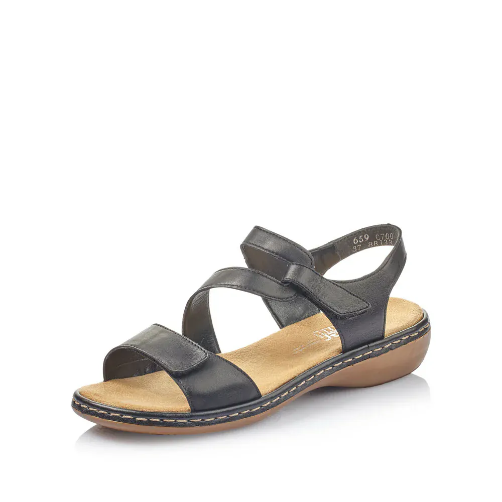 Rieker Women's 659C7-00 Strappy Sandals- Black - Image 3