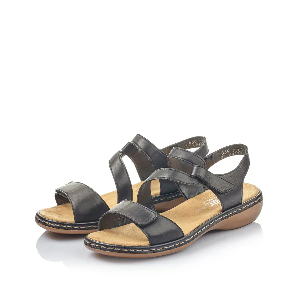 Rieker Women's 659C7-00 Strappy Sandals- Black - Image 7