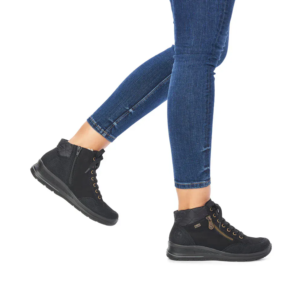 Rieker Women's L7701-00 Lace & Zip Ankle Boots- Black - Image 8