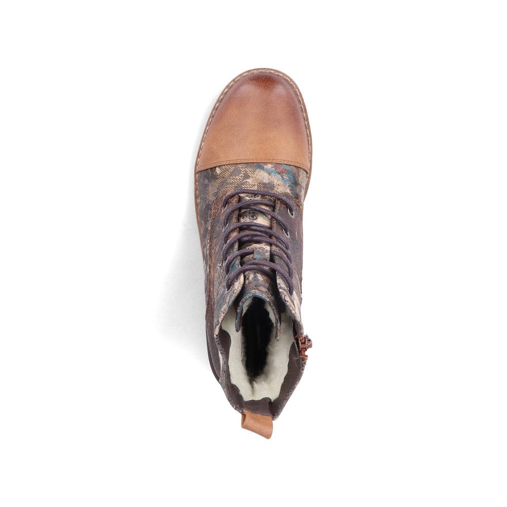 Rieker Women's 94611-90 Combat Dress Booties- Brown Multi - Image 5