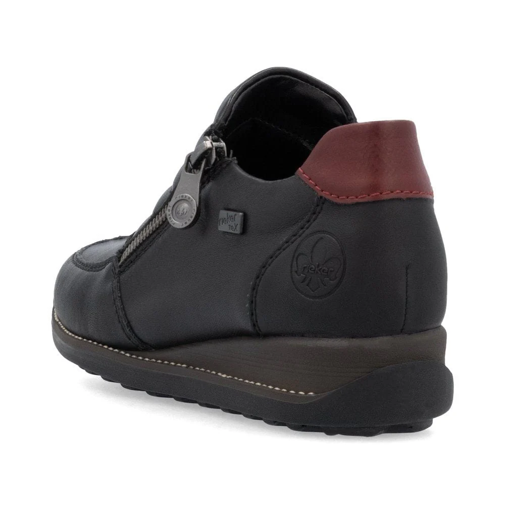 Rieker Women's 44268-00 Dual Zip Dress Boots- Black/ Wine - Image 3