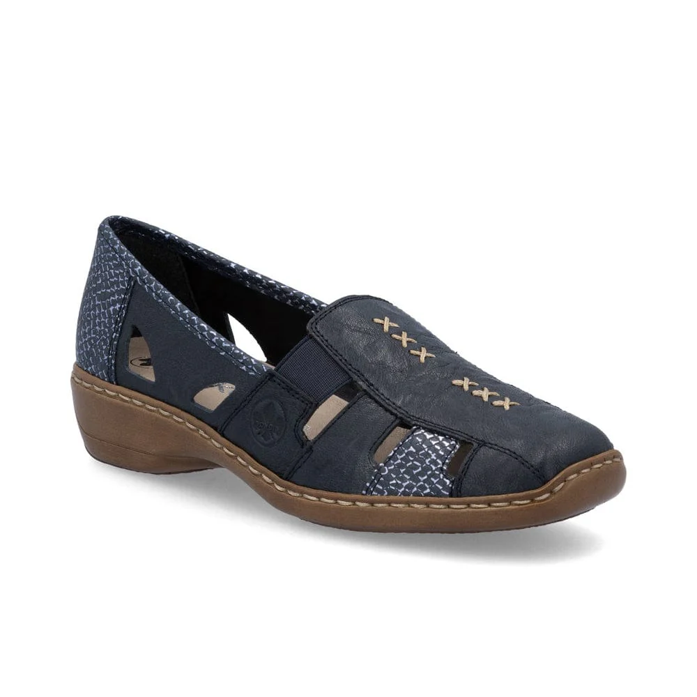 Rieker Women's 41385-15 Doric Woven Loafers- Navy - Image 2