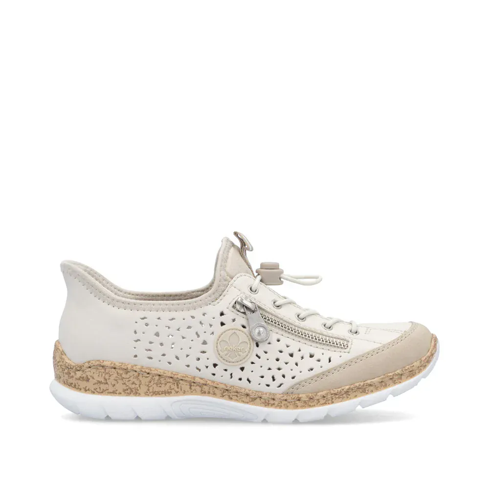 Rieker Women's N42V3-60 Eikezip Perf Sneakers- Cream