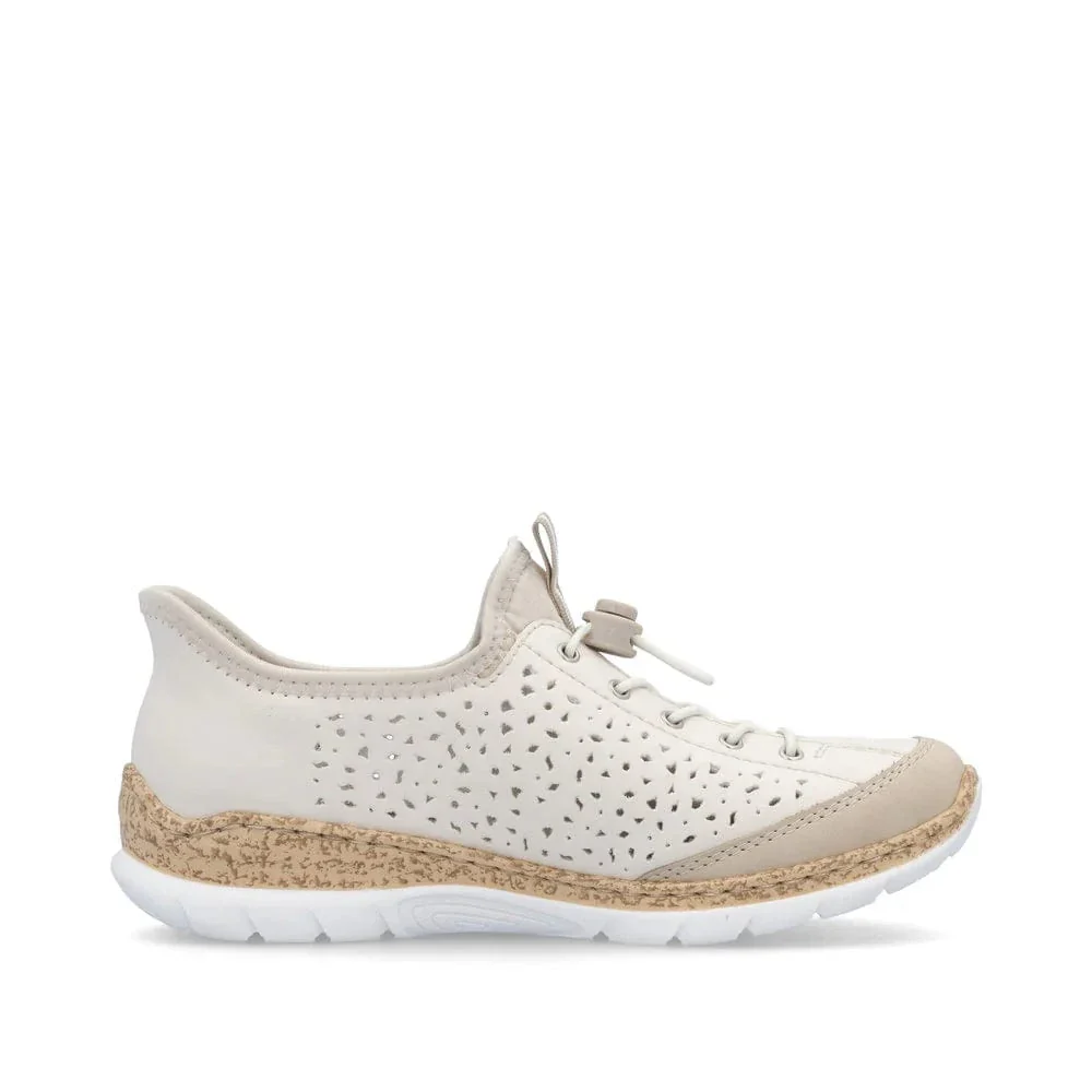 Rieker Women's N42V3-60 Eikezip Perf Sneakers- Cream - Image 3