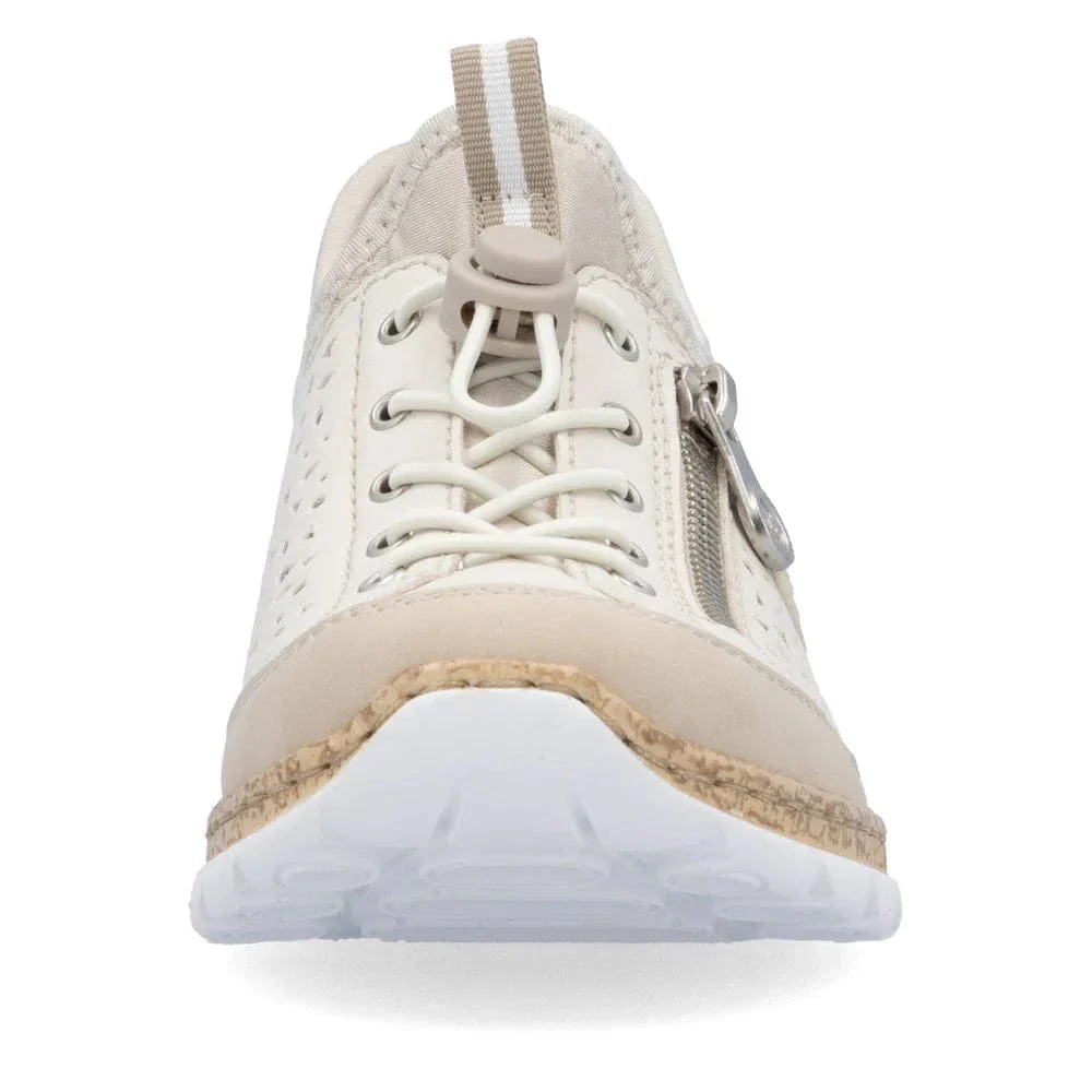 Rieker Women's N42V3-60 Eikezip Perf Sneakers- Cream - Image 6