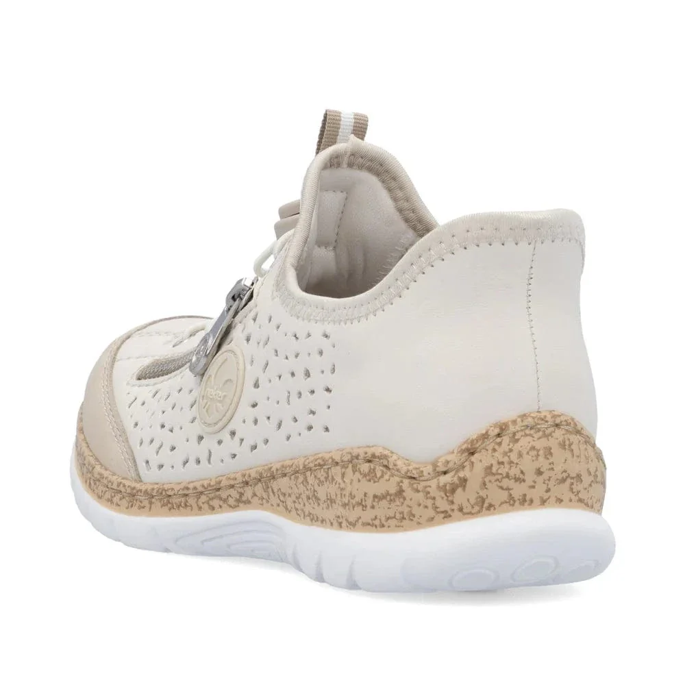 Rieker Women's N42V3-60 Eikezip Perf Sneakers- Cream - Image 7