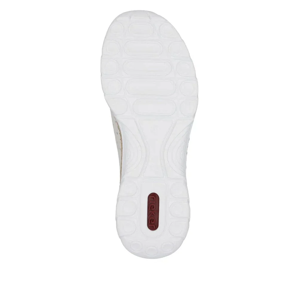 Rieker Women's N42V3-60 Eikezip Perf Sneakers- Cream - Image 8