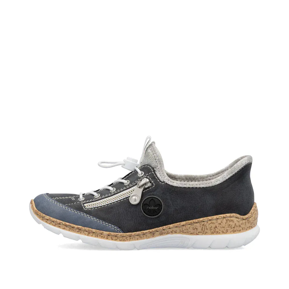 Rieker Women's N42F2-14 Eikezip Stretch Sneakers- Navy - Image 2