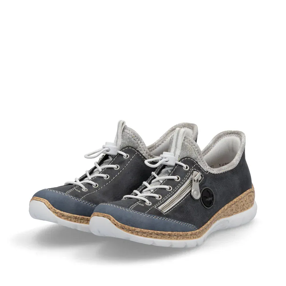 Rieker Women's N42F2-14 Eikezip Stretch Sneakers- Navy - Image 3