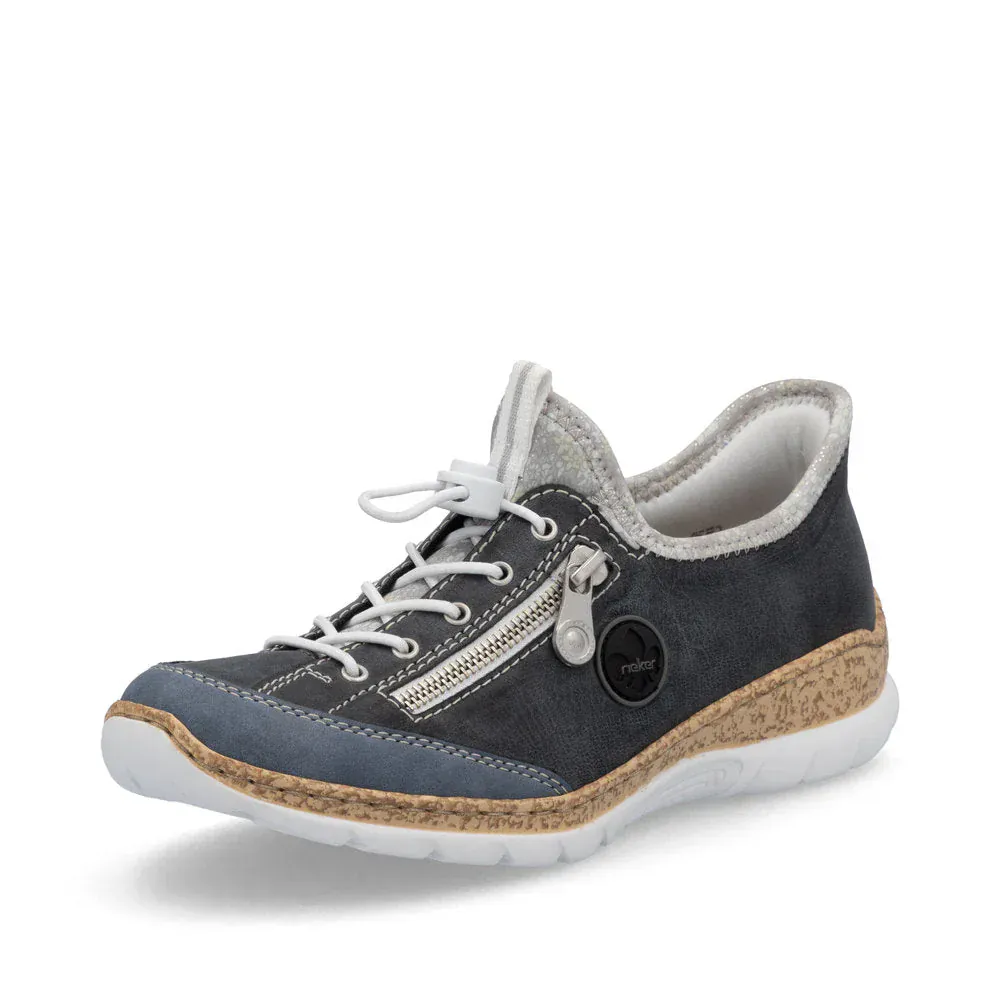 Rieker Women's N42F2-14 Eikezip Stretch Sneakers- Navy - Image 4