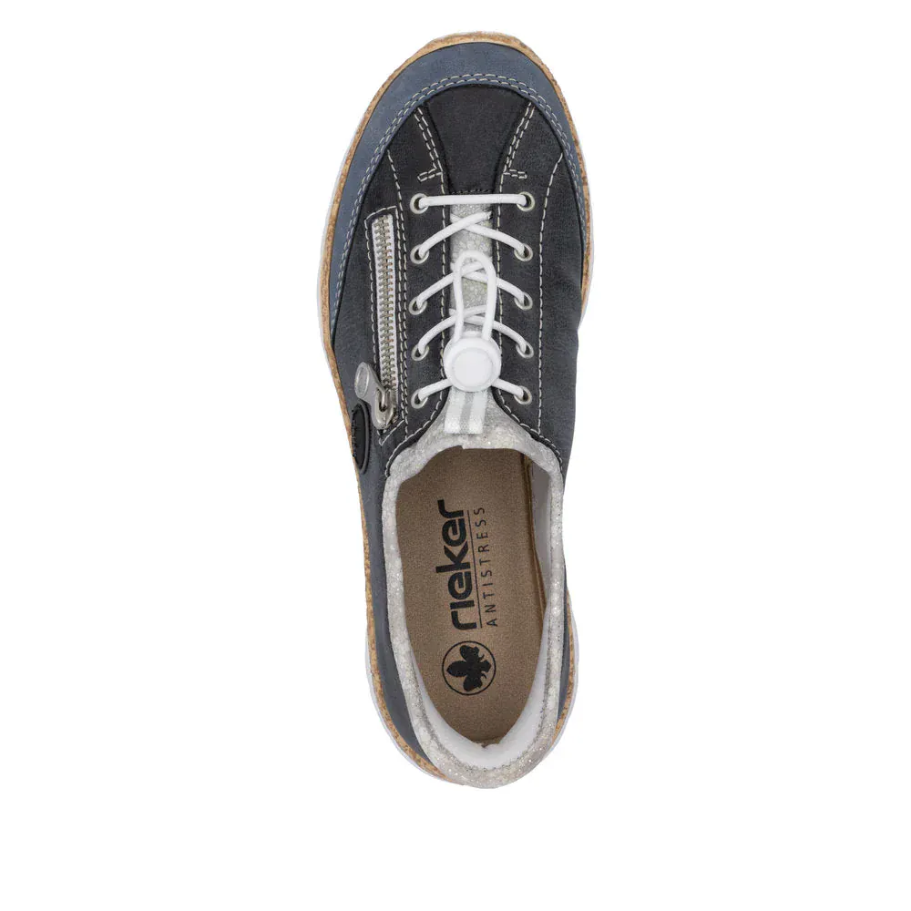 Rieker Women's N42F2-14 Eikezip Stretch Sneakers- Navy - Image 7