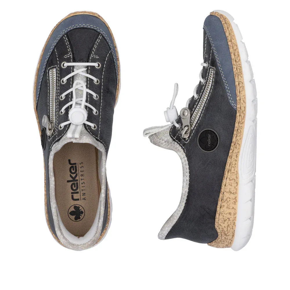 Rieker Women's N42F2-14 Eikezip Stretch Sneakers- Navy - Image 9