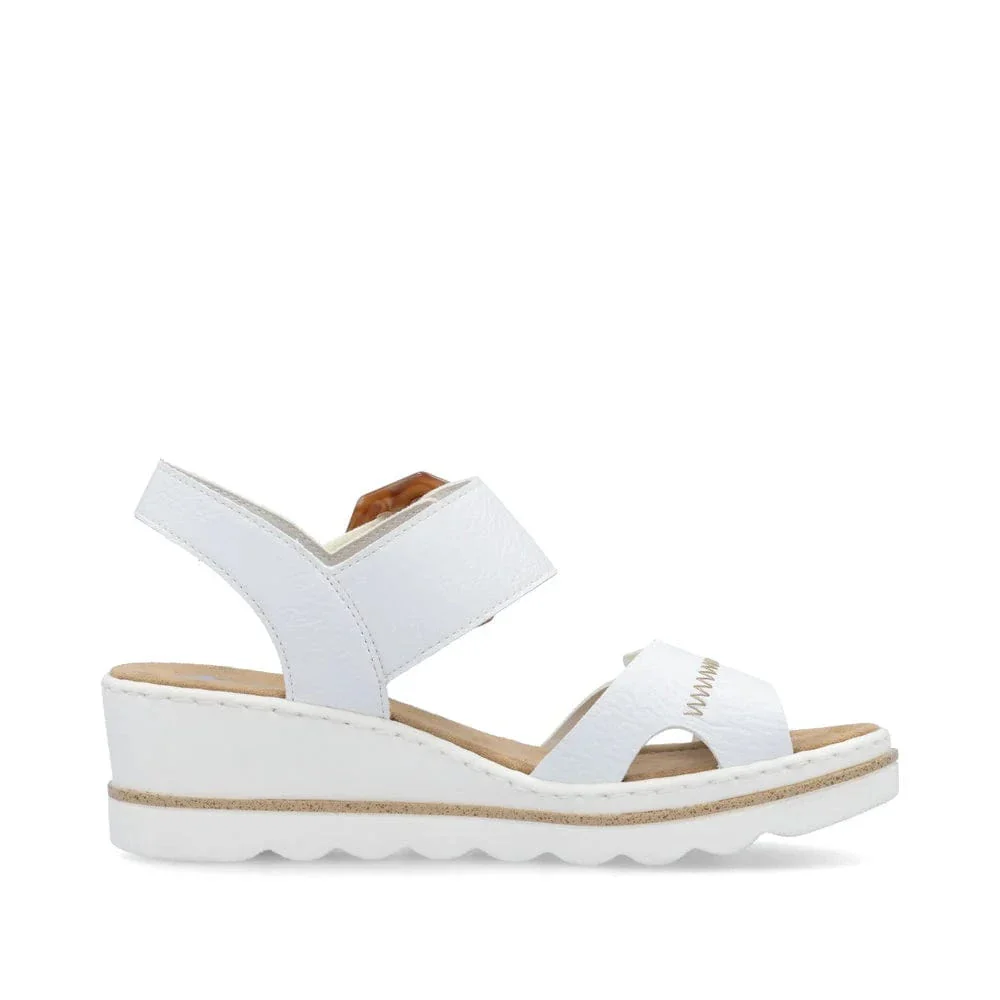 Rieker Women's 67476-83 Heeled Wedge Sandals- White - Image 3