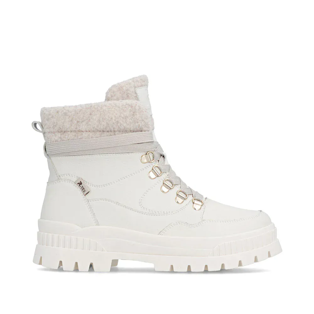 Rieker Women's W2171-81 Lace & Zip Mid Winter Boots- White