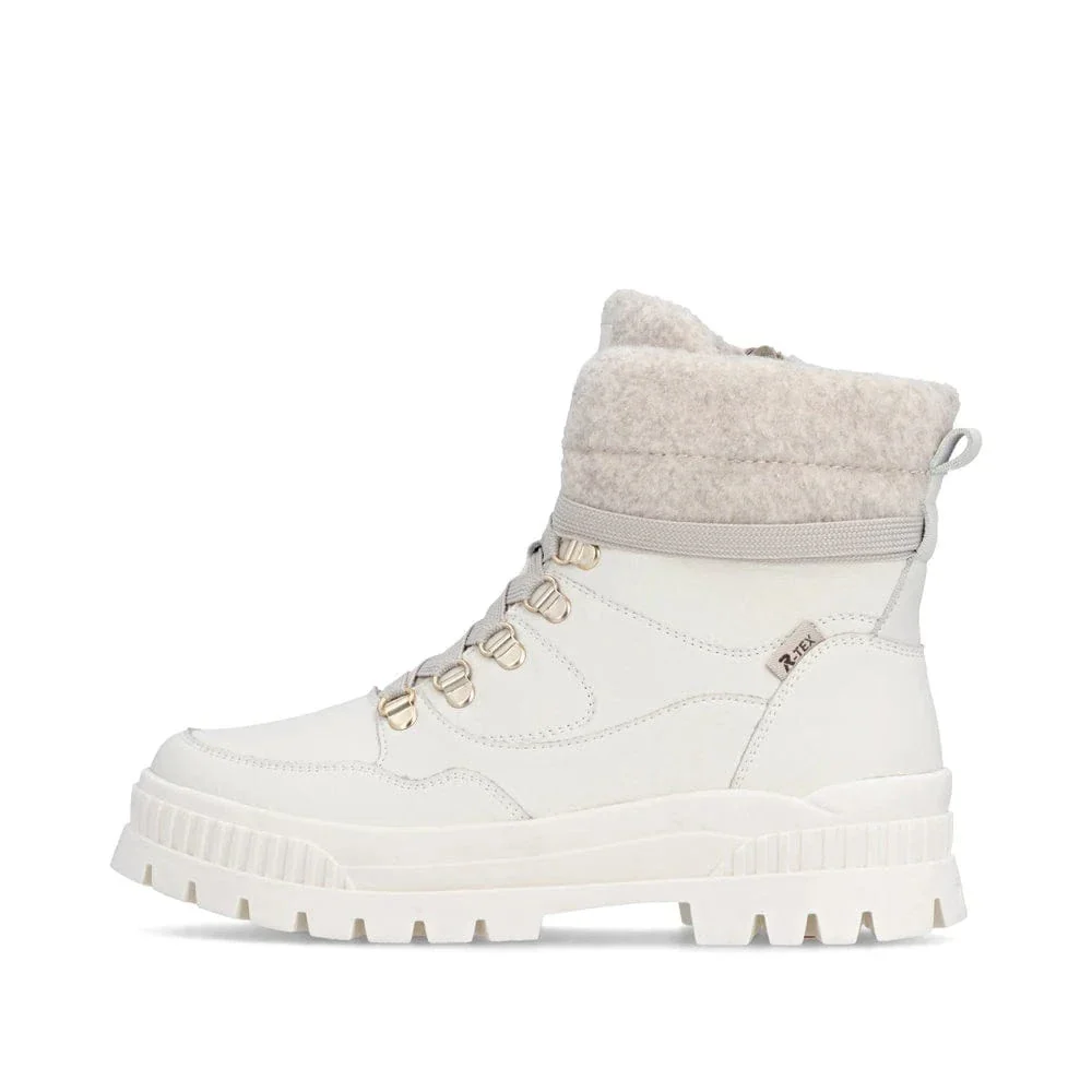 Rieker Women's W2171-81 Lace & Zip Mid Winter Boots- White - Image 2