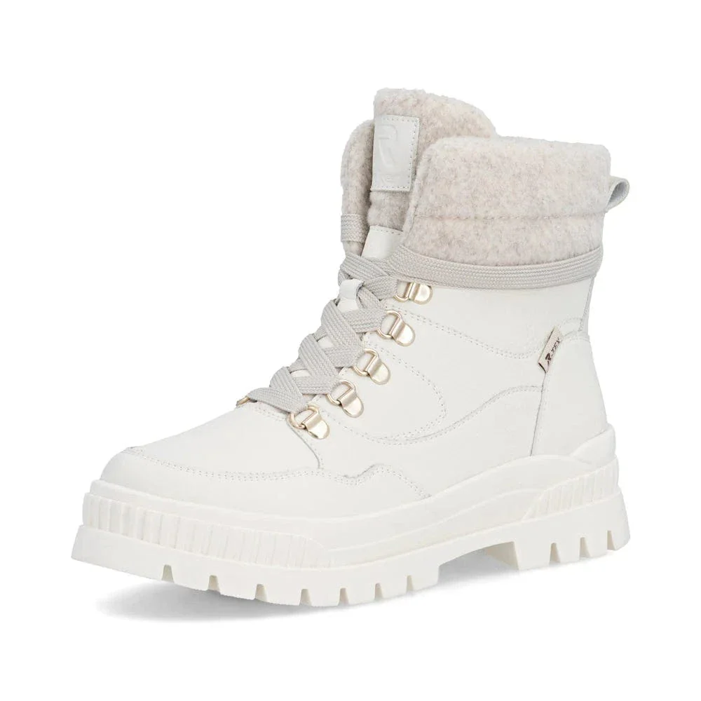 Rieker Women's W2171-81 Lace & Zip Mid Winter Boots- White - Image 3